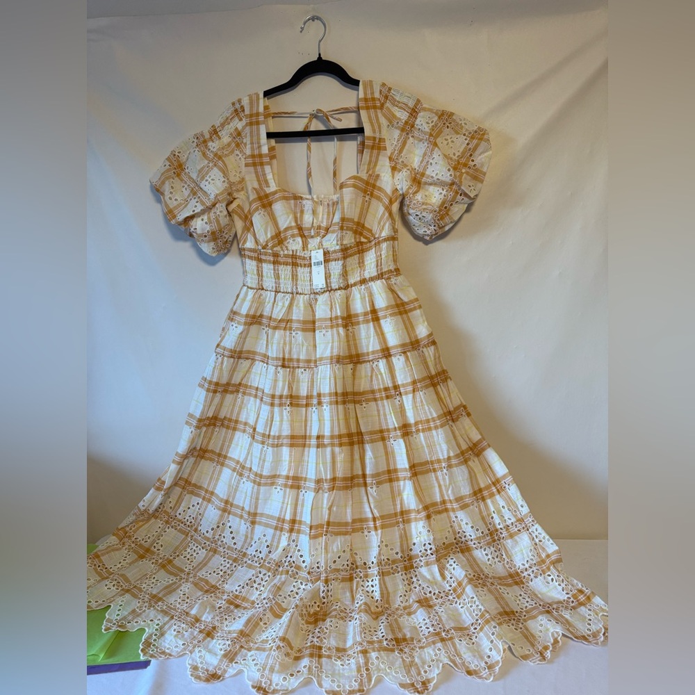 Puff-Sleeve Eyelet Midi Dress - Picture 15 of 15